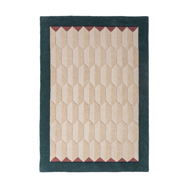 Tappeto di colore naturale/color foglia di tè in lana tessuto a mano 120x170 cm Apex Border Wool – Flair Rugs