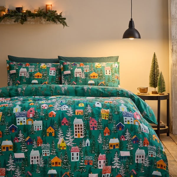 Biancheria da letto singola verde 135x200 cm Festive Forest - Catherine Lansfield