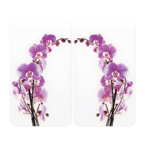 Set di 2 copri stufe in vetro Orchidea, 52 x 30 cm Orchid Blossom - Wenko