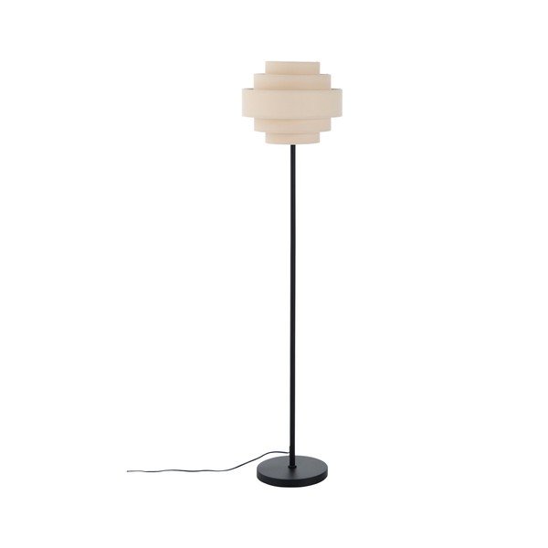 Lampada da terra nera opaca/beige in tessuto (altezza totale 145 cm) Miguel – Ellos Home