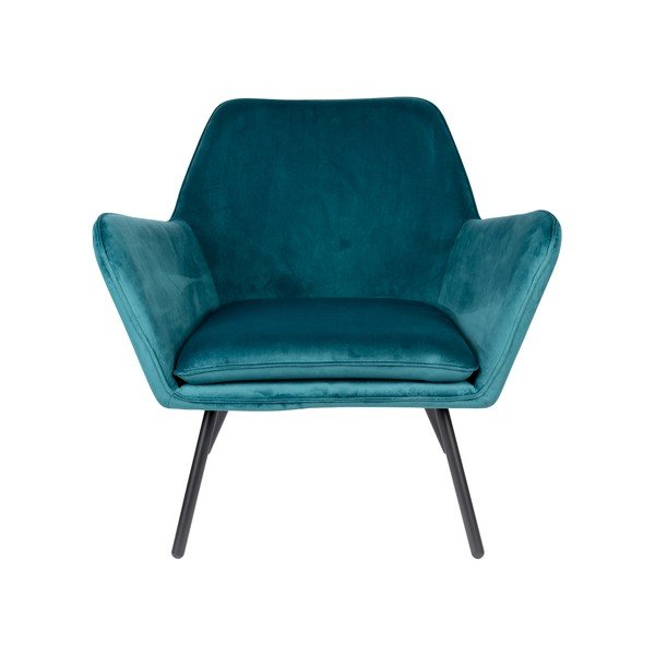 Poltrona in velluto blu turchese Bon - White Label-image-2