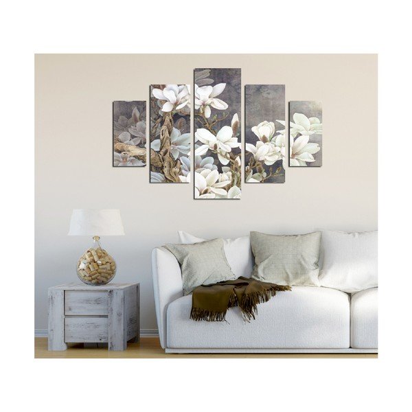 Quadro multiplo Fiore bianco, 92 x 56 cm - Wallity-image-1