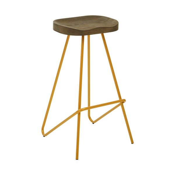 Sedia da bar dorata/di colore naturale in olmo massiccio (altezza della seduta 78 cm) District – Premier Housewares