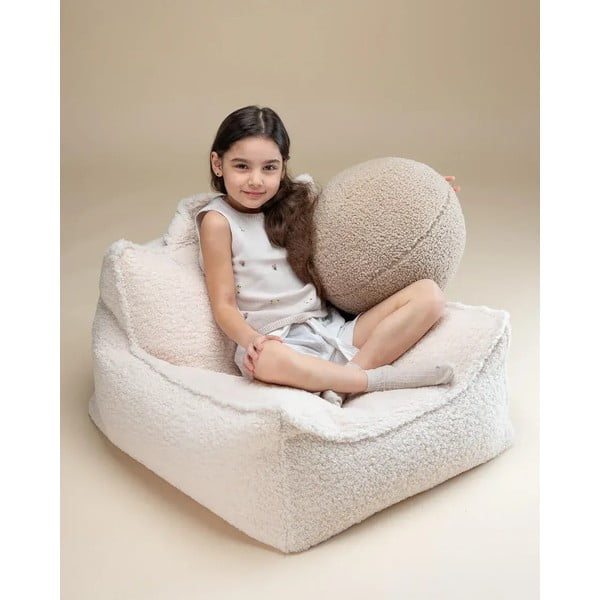 Cuscino per divano da bambini marrone chiaro con rivestimento in bouclé Ball – Wigiwama-image-1