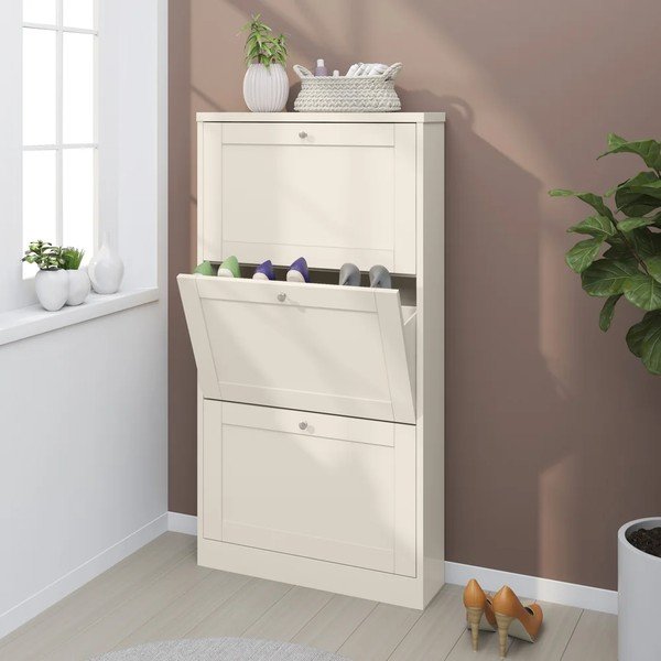 Scarpiera beige opaca con ante ribaltabili 70x130x19 cm Heide – Støraa-image-1