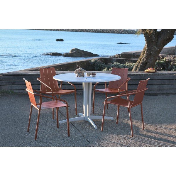 Set di 4 sedie da giardino in metallo arancione Fleole - Ezeis-image-1
