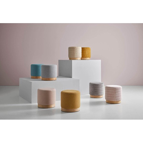 Pouf in velluto a coste grigio Saul - sømcasa-image-2