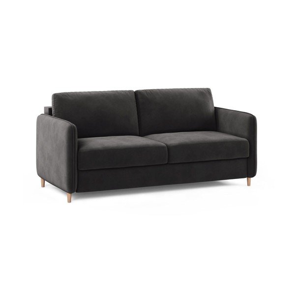 Divano grigio scuro per il riposo quotidiano con rivestimento in velluto 184 cm – Micadoni -image-2