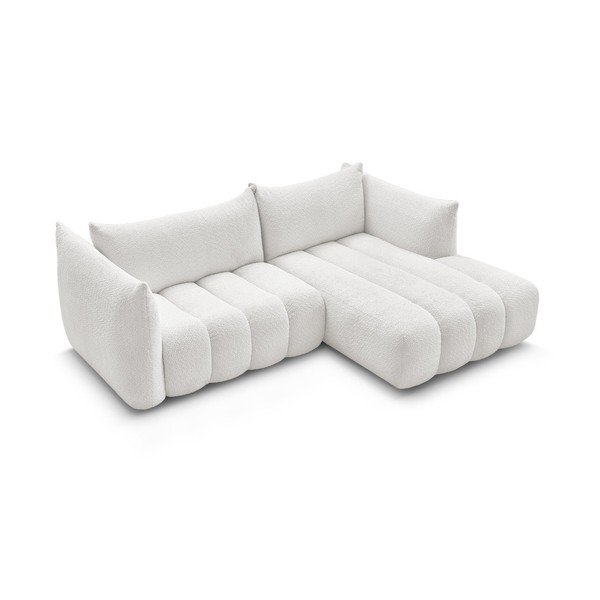 Divano angolare bianco (con penisola a destra/con chaise lounge) con rivestimento in bouclé Azra – Bobochic Paris-image-4