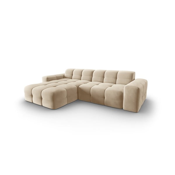 Divano angolare in velluto beige (angolo sinistro) Kendal - Micadoni Home-image-3