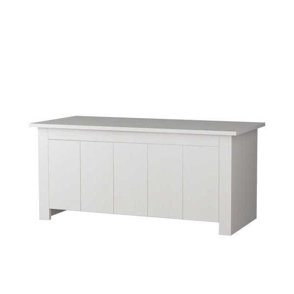 Cassapanca bianca in legno di pino massiccio Bart - Støraa-image-1