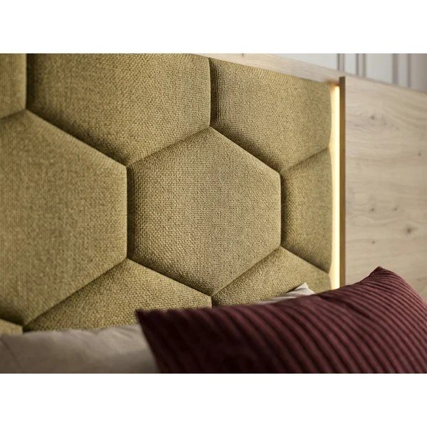 Letto matrimoniale imbottito/in truciolato verde con contenitore con rete inclusa 180x200 cm Palmeraie – Bobochic Paris-image-2