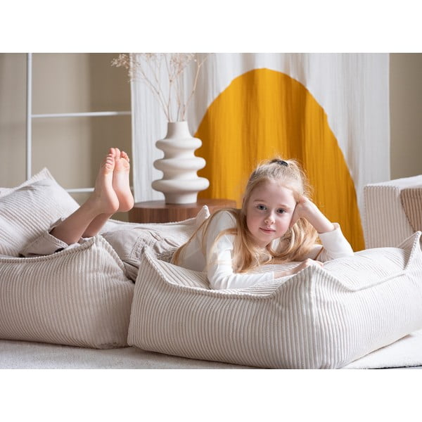 Pouf a sacco per bambini color crema con rivestimento in velluto a coste Chair – Wigiwama-image-3