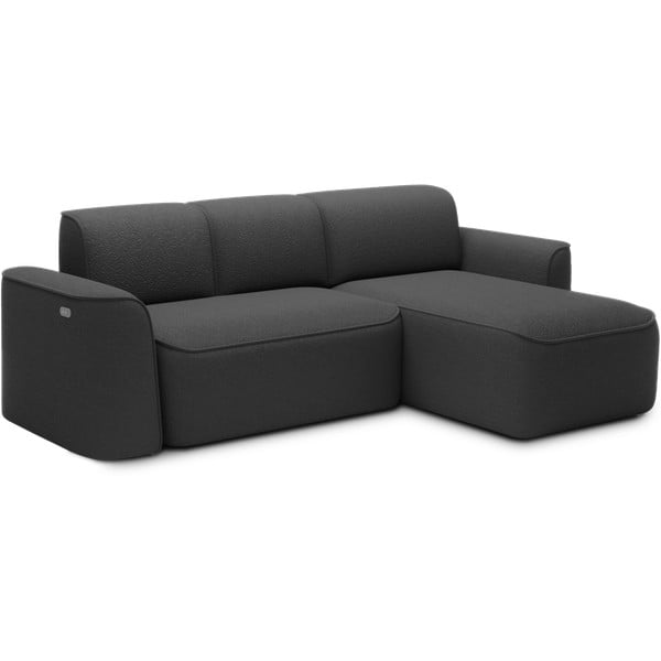 Divano angolare color antracite (con penisola a destra/con chaise lounge) e rivestimento in bouclé Ume – ELTAP-image-2