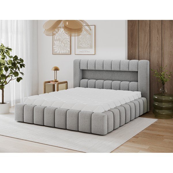 Letto matrimoniale imbottito grigio con contenitore con rete inclusa 140x200 cm Lamica – ELTAP-image-4
