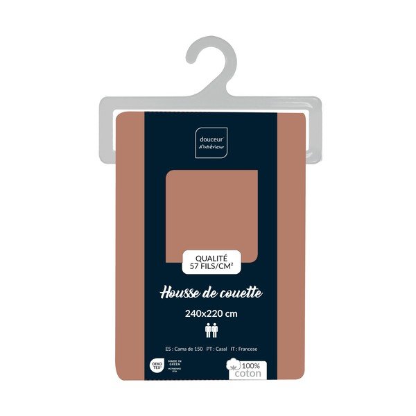Copripiumino color salmone in cotone per letto matrimoniale/per letto esteso 240x220 cm Lina – douceur d'intérieur-image-2