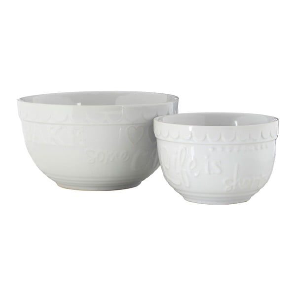 Set di 2 ciotole in gres bianco Gigi - Premier Housewares-image-1