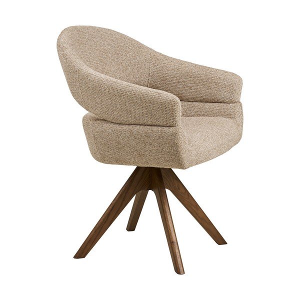 Sedia da pranzo beige in imbottito con braccioli Dover – House Nordic-image-3