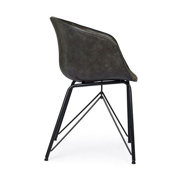 Sedia da pranzo grigio scuro in imbottito Warhol – Bizzotto-image-3