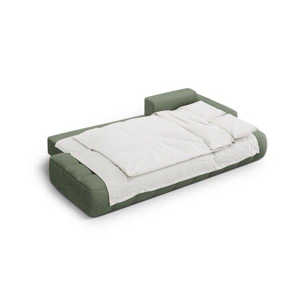 Divano angolare verde allungabile/con contenitore (con penisola a destra/con chaise lounge) Linz – Cosmopolitan Design-image-4
