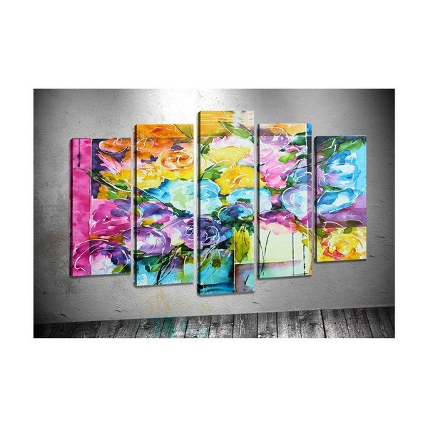 Set di 5 dipinti di fiori vorticosi - Tablo Center
