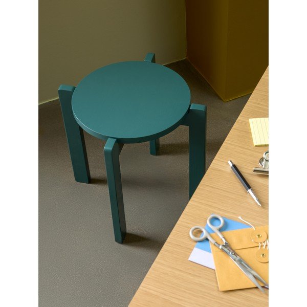 Sgabello color petrolio con effetto rovere impilabile Always – Hübsch-image-1