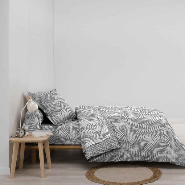 Copripiumino grigio in cotone per letto singolo 140x200 cm Botania – douceur d'intérieur-image-1