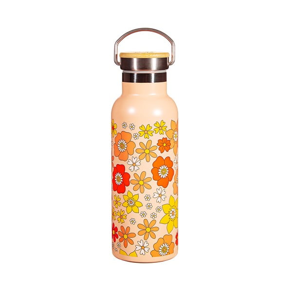 Biberon arancione in acciaio inox 500 ml 70s Floral - Sass & Belle