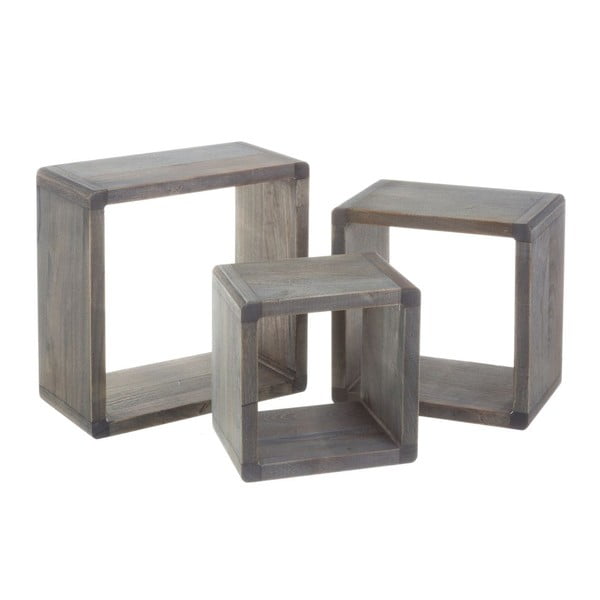Mensole grigie in set di 3 pezzi in legno massiccio di pavlovnia - Casa Selección