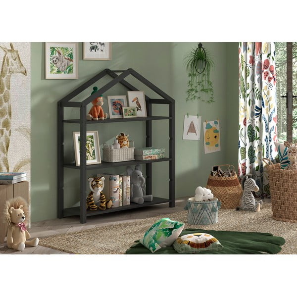 Libreria per bambini color antracite in pino massiccio 111x141x40 cm Dallas – Vipack-image-1