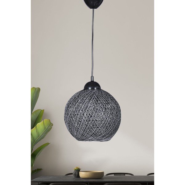 Lampadario nero/grigio con paralume in tessuto ø 22 cm – Opviq lights-image-1