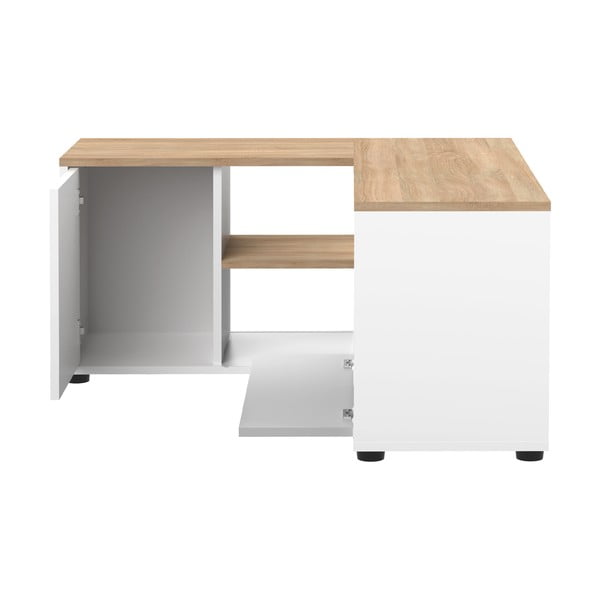 Tavolo TV in rovere decorato in bianco e naturale 90x45 cm Angle - TemaHome-image-4