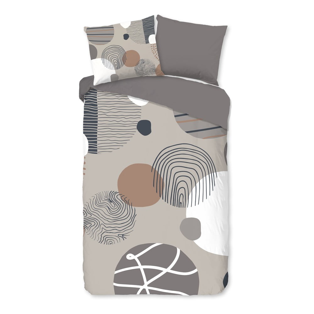 Set copripiumino e federa grigio in cotone per letto singolo ed esteso 140x220 cm Hendrik – Good Morning | Biancheria da letto