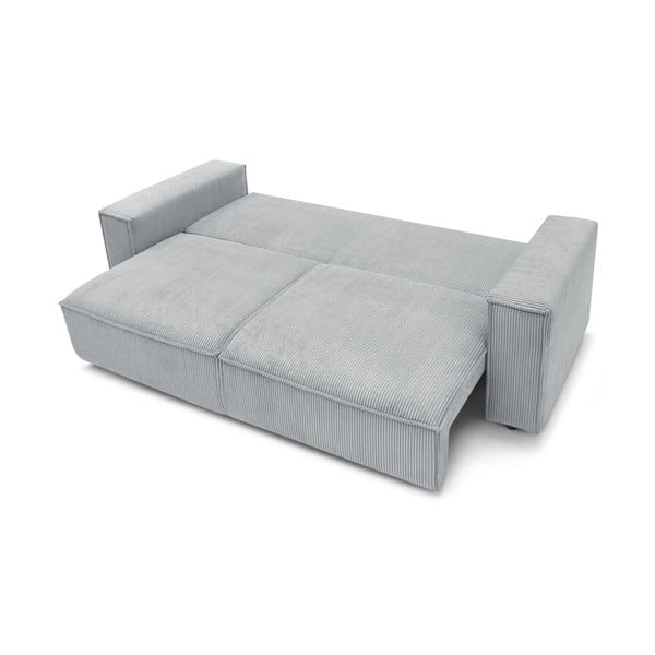 Divano letto in velluto a coste grigio chiaro 245 cm Nihad - Bobochic Paris-image-4