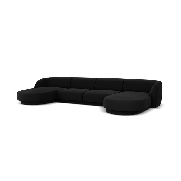 Divano angolare in velluto nero (a U) Miley - Micadoni Home-image-3