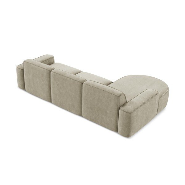 Divano angolare beige (con penisola a sinistra/con chaise lounge) con rivestimento in ciniglia Omao – Makamii-image-3