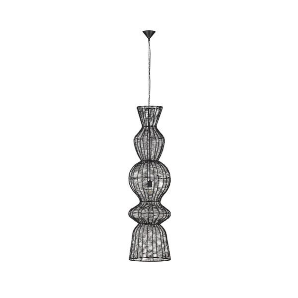 Lampadario nero opaco con rivestimento in corda ø 38 cm Breena – Nova Luce