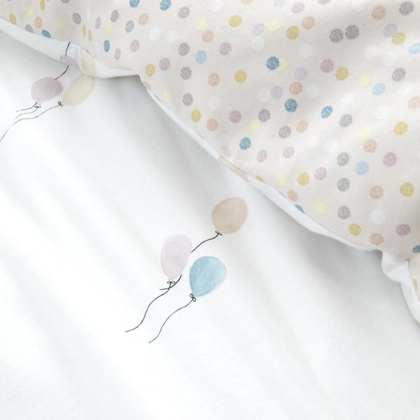 Biancheria da letto per bambini bianca/beige in flanella per letto matrimoniale 200x200 cm Balloons Spot – Bianca-image-4