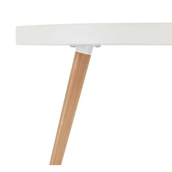 Tavolino bianco con gambe in faggio, Ø 90 cm Opus - Furnhouse-image-2
