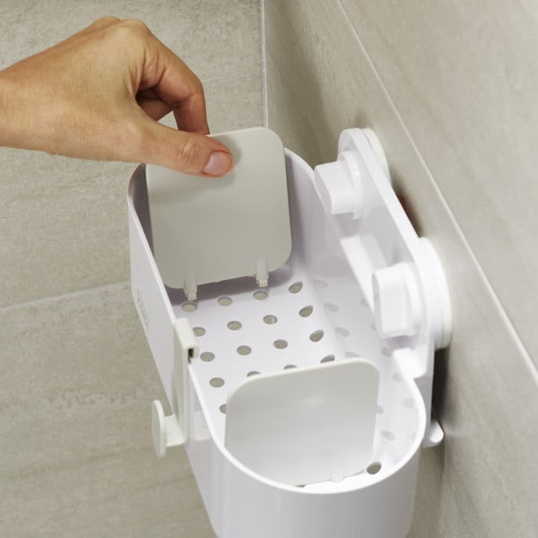 Scaffale da bagno in plastica bianca senza foratura Duo - Joseph Joseph-image-2