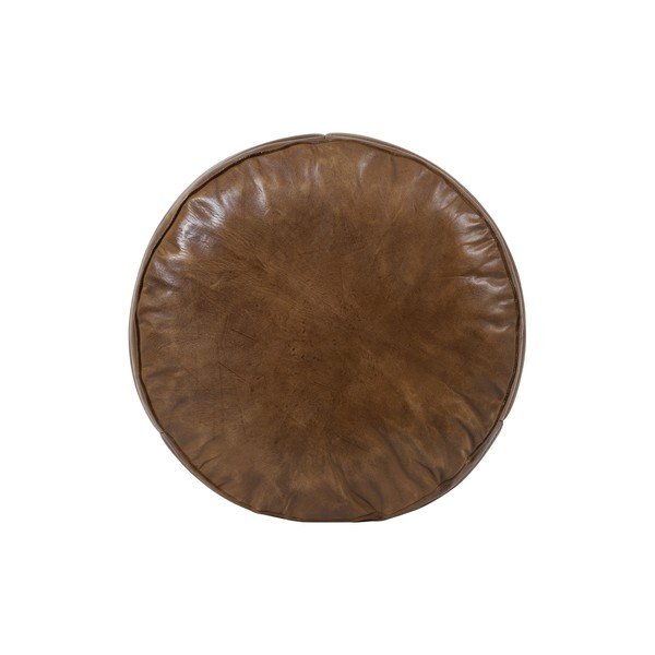 Pouf in pelle marrone ø 50 cm Luka - Light & Living-image-2