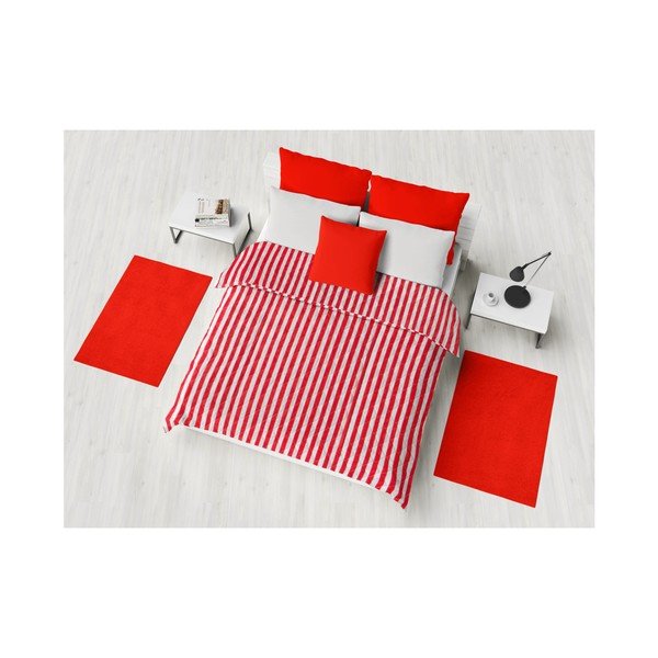 Červeno-bílý pruhovaný prošívaný přehoz přes postel Stripes, 160 x 230 cm-image-1