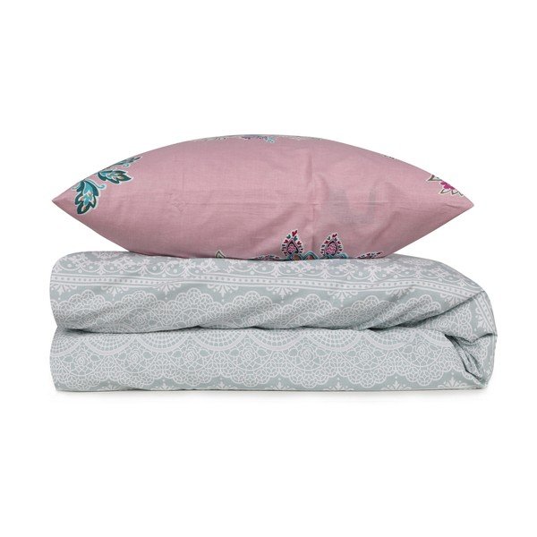 Biancheria da letto singola in cotone rosa-mentolo 140x200 cm Azra - Mijolnir-image-1
