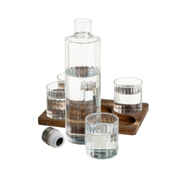 Set caraffa e bicchieri di colore naturale in vetro 1 l Linea Duo – Casa Selección-image-1
