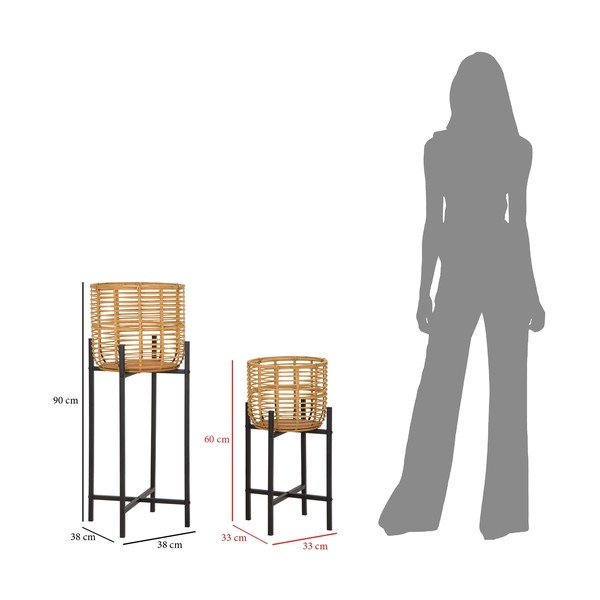 Set di 2 portavasi in rattan, altezza 90 cm - Mauro Ferretti-image-2