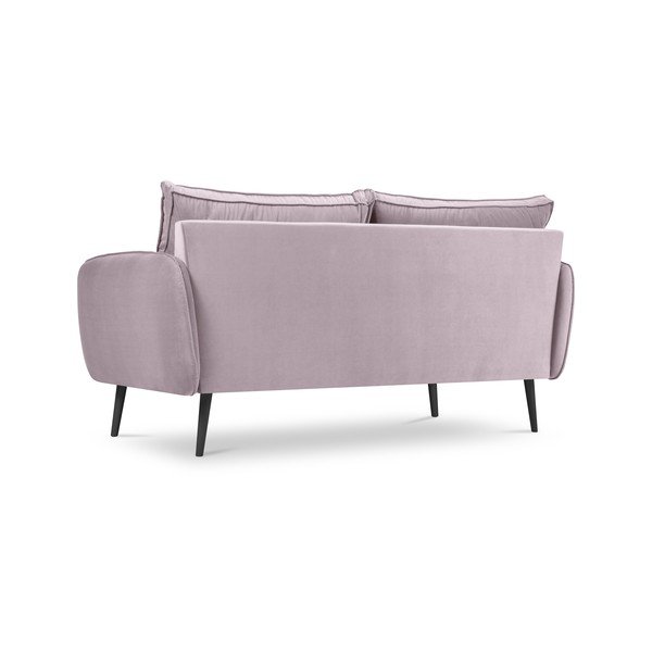 Divano in velluto rosa chiaro con gambe nere , 158 cm Lento - Kooko Home-image-3