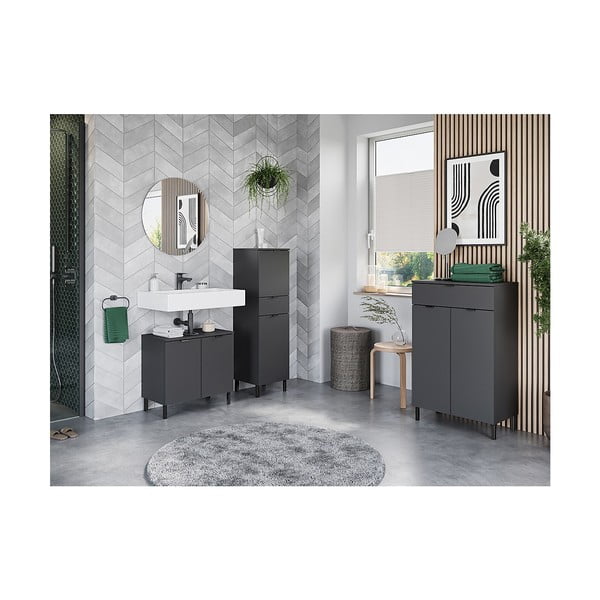 Armadietto per il bagno antracite 60x97 cm Arcena - Germania-image-4