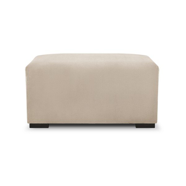 Pouf in velluto a coste beige Hobart - Cosmopolitan Design-image-4