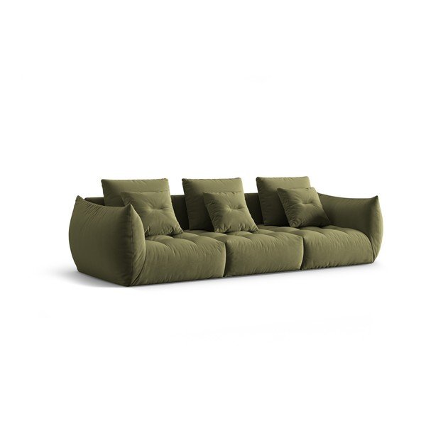Divano verde chiaro con rivestimento in velluto 332 cm Bloom – Micadoni -image-2