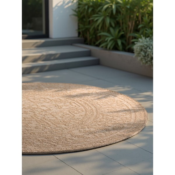 Tappeto da interno/esterno rotondo beige/avorio ø 160 cm Duet Kona – NORTHRUGS-image-3